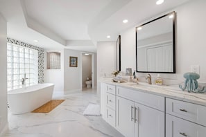 Hair dryer, towels, toilet paper
