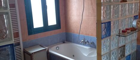 Shower, jetted bath, hair dryer, bidet