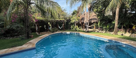 Piscine extérieure, piscine chauffée