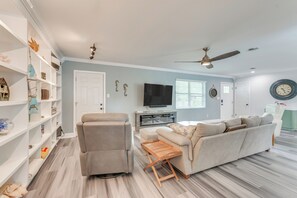 TV, fireplace, video games