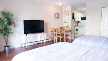 Desk, iron/ironing board, travel crib, free WiFi