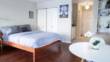 Iron/ironing board, travel crib, WiFi (free), bed sheets