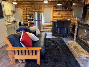 Smart TV, fireplace - Modern Rustic authentic log cabin on Borden Lake. (Brainerd)