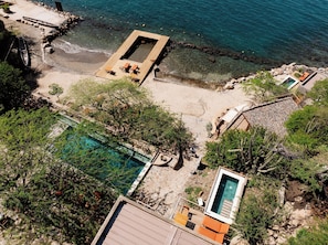 Outdoor pool, pool umbrellas