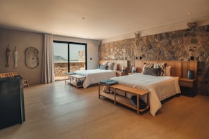 Family Quadruple Room, Balcony, Sea View | Premium bedding, minibar, free WiFi, bed sheets