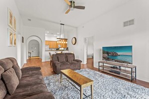TV, fireplace, offices