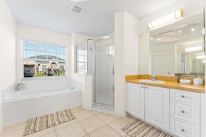 Shower, hair dryer, shampoo