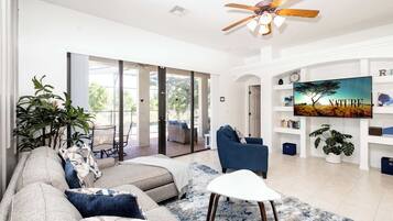 TV, video games, table football, stereo