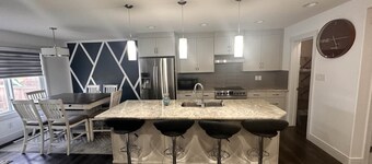 Air-Conditioning, Basketball, Trampoline, Fenced backyard with furniture, BBQ grill. Furry friend welcome.