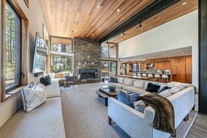 Smart TV, fireplace, video games, books