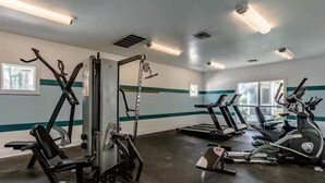 A gym with various exercise equipment, including treadmills and weight machines. - Top Gulf Coast Perdido Key Getaway Island Vacation (Perdido Key)