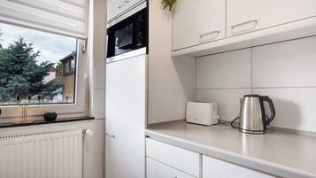 Kühlschrank, Mikrowelle, Herdplatte, Geschirrspüler