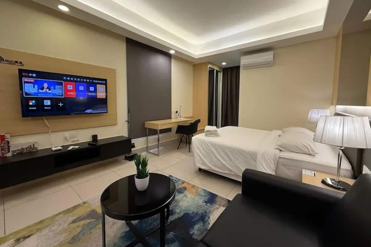 In-room safe, desk, laptop workspace, blackout curtains