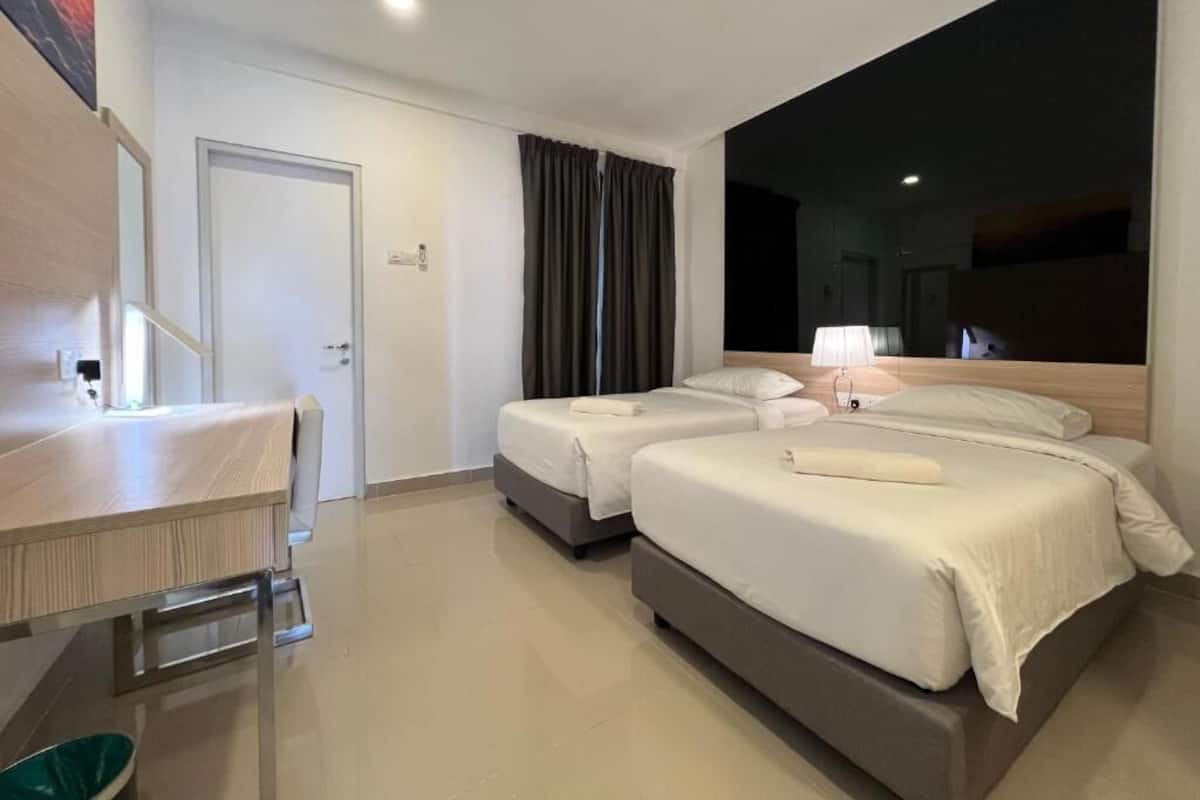 In-room safe, desk, laptop workspace, blackout curtains