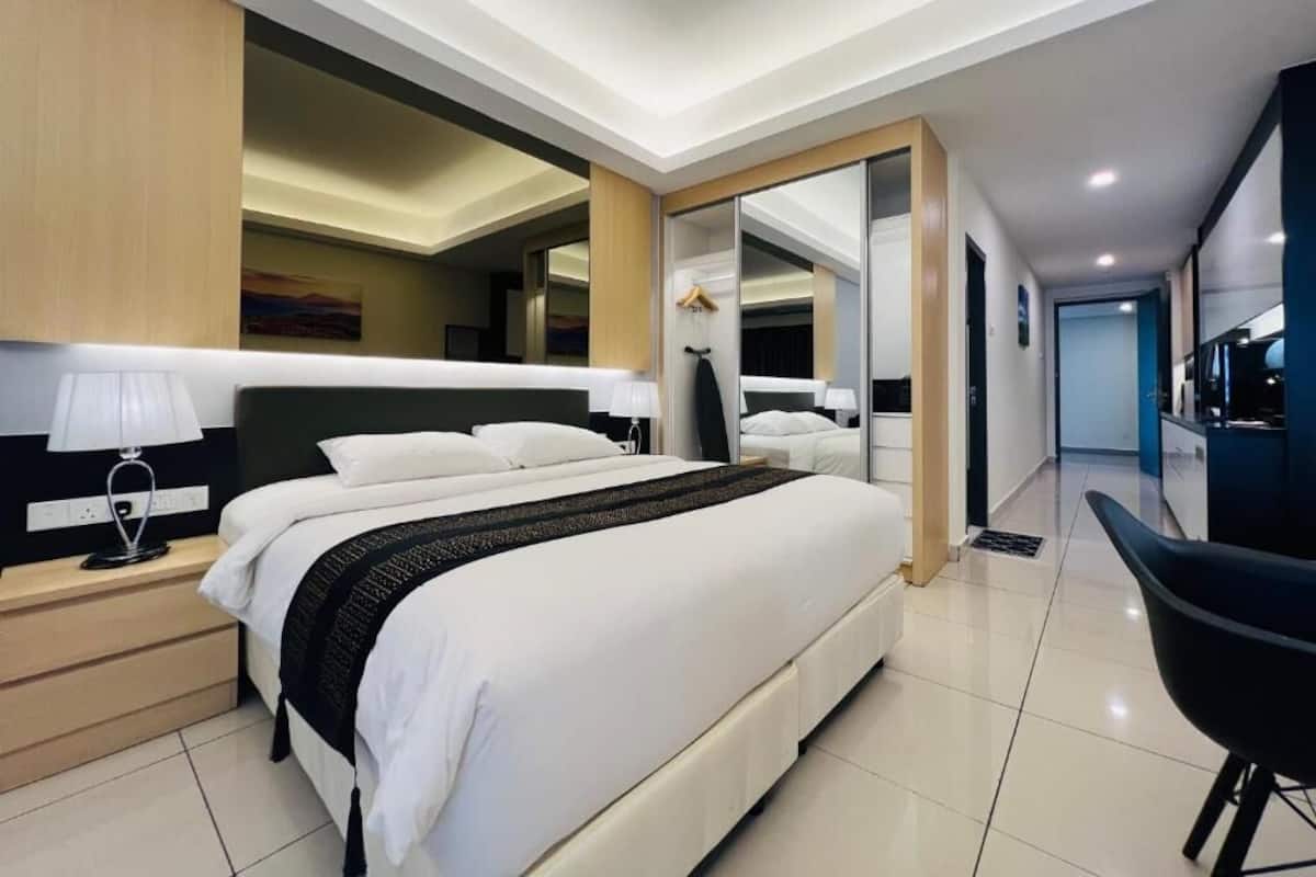 In-room safe, desk, laptop workspace, blackout curtains