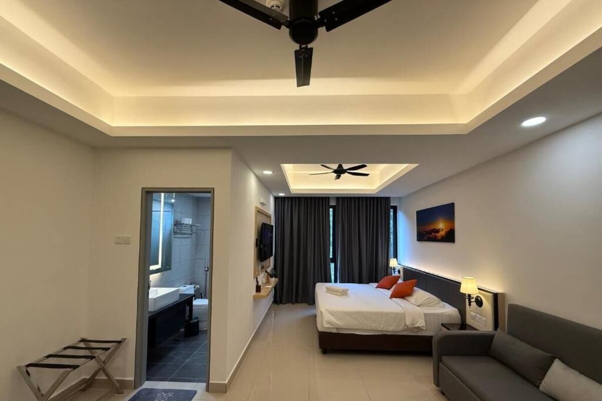 In-room safe, desk, laptop workspace, blackout curtains