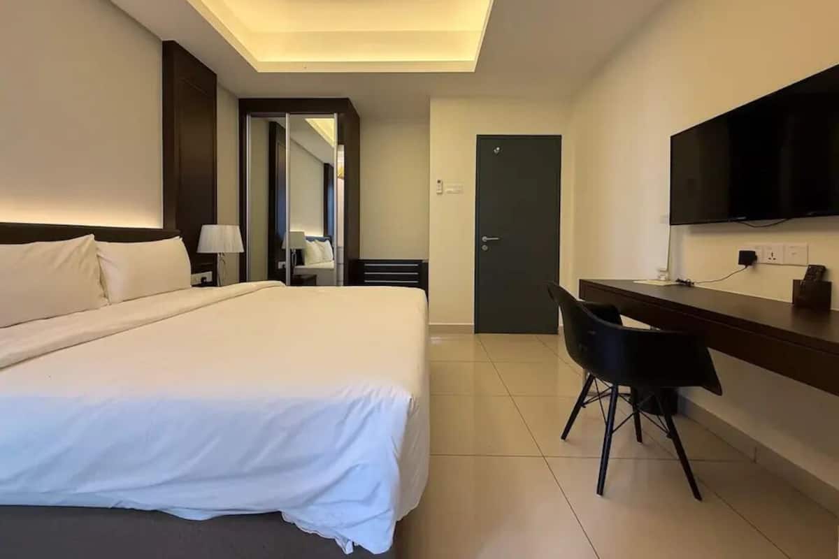 In-room safe, desk, laptop workspace, blackout curtains