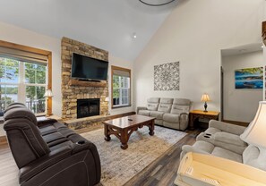 Smart TV, fireplace - Lake Views with Firepit & Dock Access | Spacious Waterfront Home by AvantStay (Sherrills Ford)