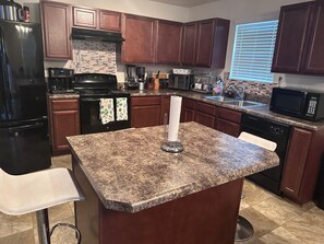 Microwave, oven, stovetop, dishwasher