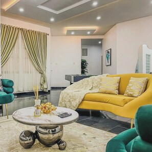 Family Apartment, Balcony, City View | Living area - Biba Apartment (Lekki)