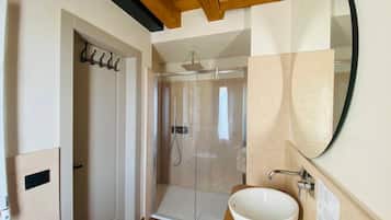 Quadruple Room, Hill View | Bathroom | Shower, bidet, towels, soap