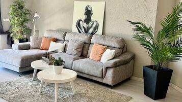 Een televisie en een open haard