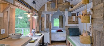 Tiny Home 'Roulotte Appoline' with Mountain View, Private Terrace and Private Garden
