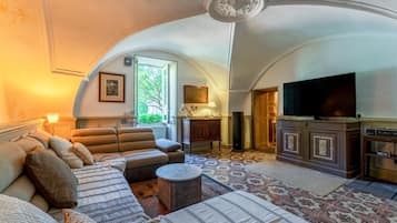 TV, fireplace