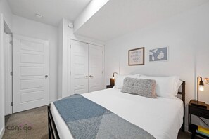 2 bedrooms, desk, iron/ironing board, travel crib