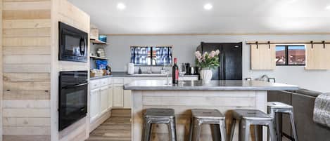 Fridge, microwave, oven, dishwasher
