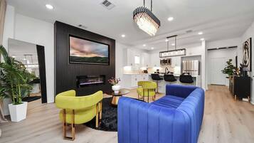 TV, fireplace, offices