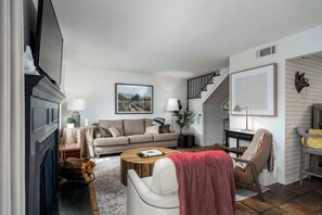 TV, fireplace, video games, offices