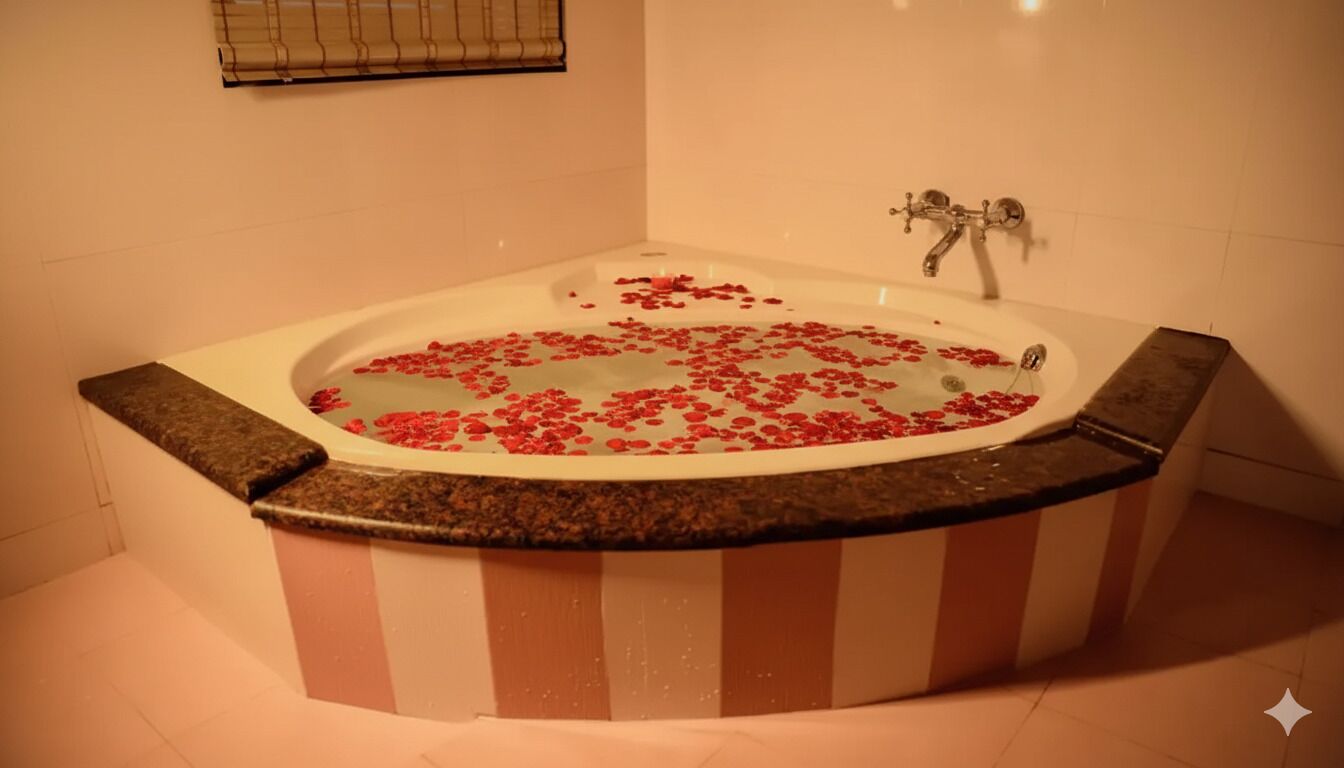 Ducha, secador de pelo, toallas y jabón