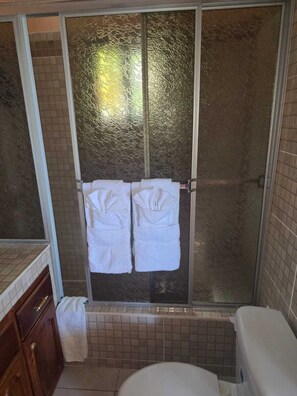 Haartrockner, Handtücher, Seife, Toilettenpapier