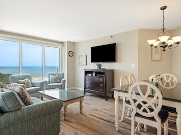 Ocean View Living Room with Flat Screen TV
