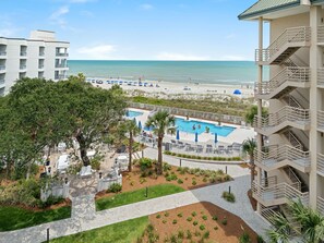 Indoor pool, a heated pool - 1408 Villamare -  NEW TO OUR MARKET!!! 2 Bedroom with Ocean & Pool Views! (Hilton Head Island)