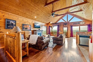 Smart TV, fireplace, DVD player