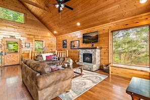 Smart TV, fireplace, DVD player