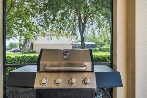 Outdoor area with BBQ grill - Spacious Home w/ Private Pool/Spa! *Sleeps 21* (Davenport)