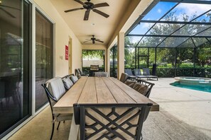 Outdoor dining area - Spacious Home w/ Private Pool/Spa! *Sleeps 21* (Davenport)