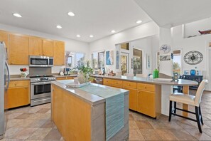 Fridge, microwave, oven, dishwasher