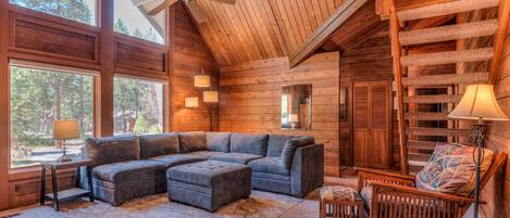Smart TV, fireplace, DVD player, books
