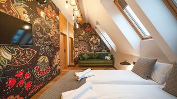 Individually decorated, individually furnished, iron/ironing board