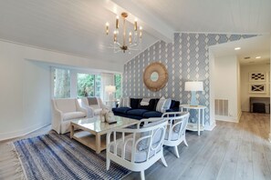 House, Multiple Beds, Kitchen, Pool View (9 Baynard Cove) | Living area | 42-inch flat-screen TV with digital channels