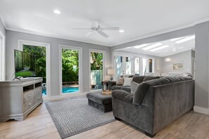 House, Multiple Beds, Kitchen, Pool View (9 Planters Wood Court) | Living area | 42-inch flat-screen TV with digital channels