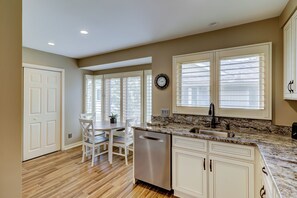 Villa, Multiple Beds, Patio, Garden View (5 Turtle Lane) | Private kitchen | Coffee/tea maker, dining tables - 5 Turtle Lane at The Sea Pines Resort (Hilton Head Island)