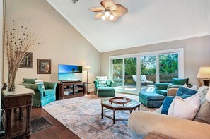 House, Multiple Beds, Pool Access, Pool View (6 Windjammer Court) | Living area | 42-inch flat-screen TV with digital channels - 6 Windjammer Court at The Sea Pines Resort (Hilton Head Island)