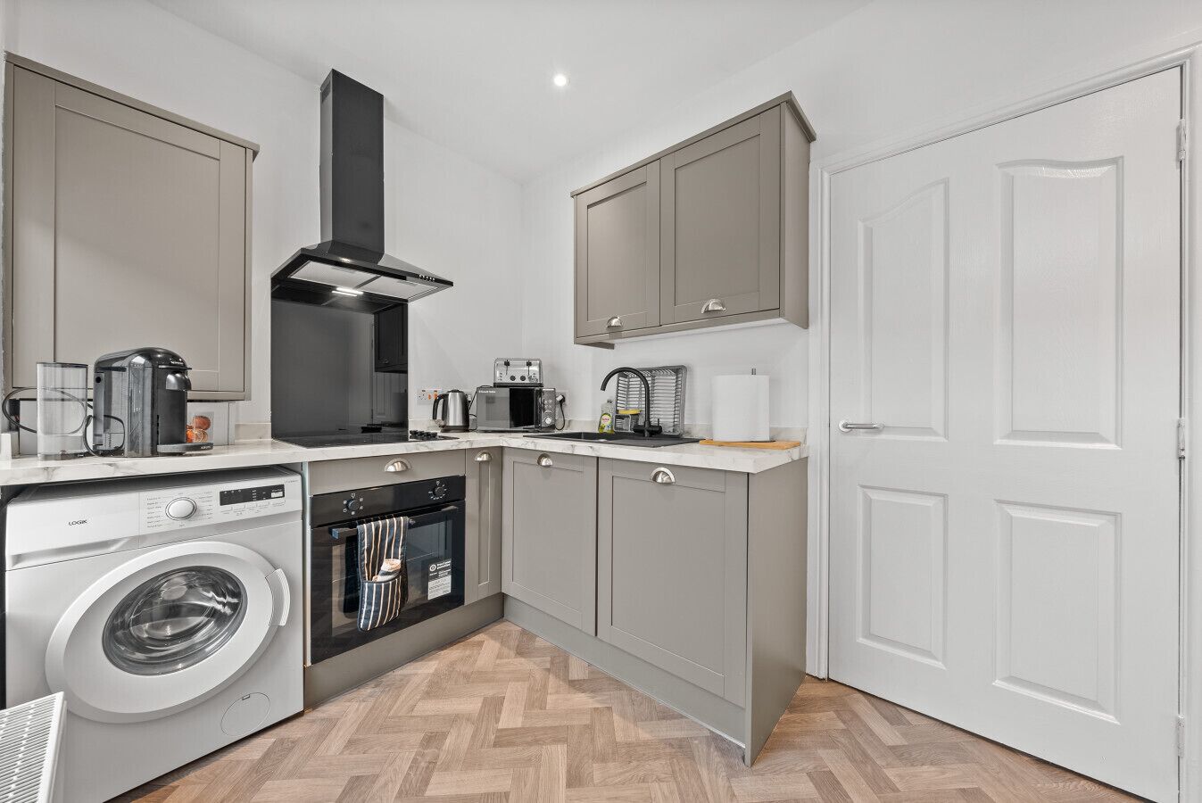 Fridge, microwave, oven, toaster