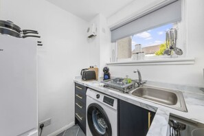 Oven, toaster, dining tables