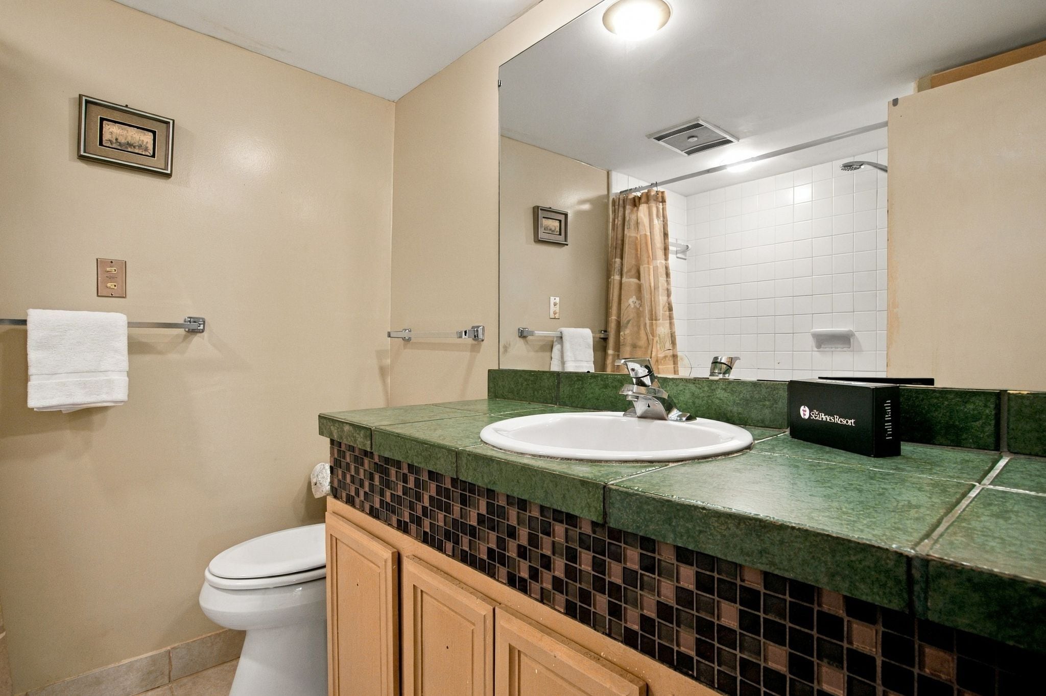 A bathroom with a white sink, a mirror, a towel rack, and a toilet.